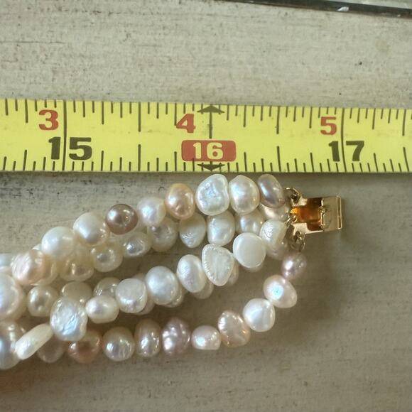 Vintage Faux Pearl Necklace Multi Strand White Pink Purple 16.5” - Picture 10 of 11